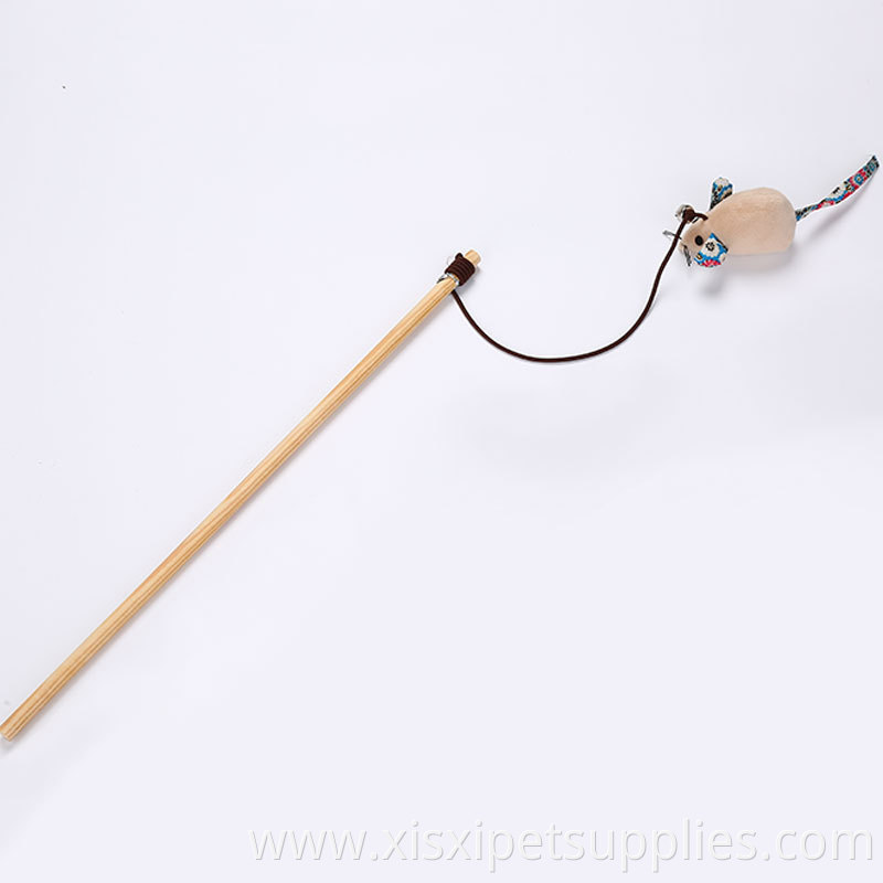 Newstyle Ball Pole Cats Rods Plaything Fish and Mouse Wooden with Feather for Cats Cat Teaser Interactive Toys Pet Toys Opp Bag
